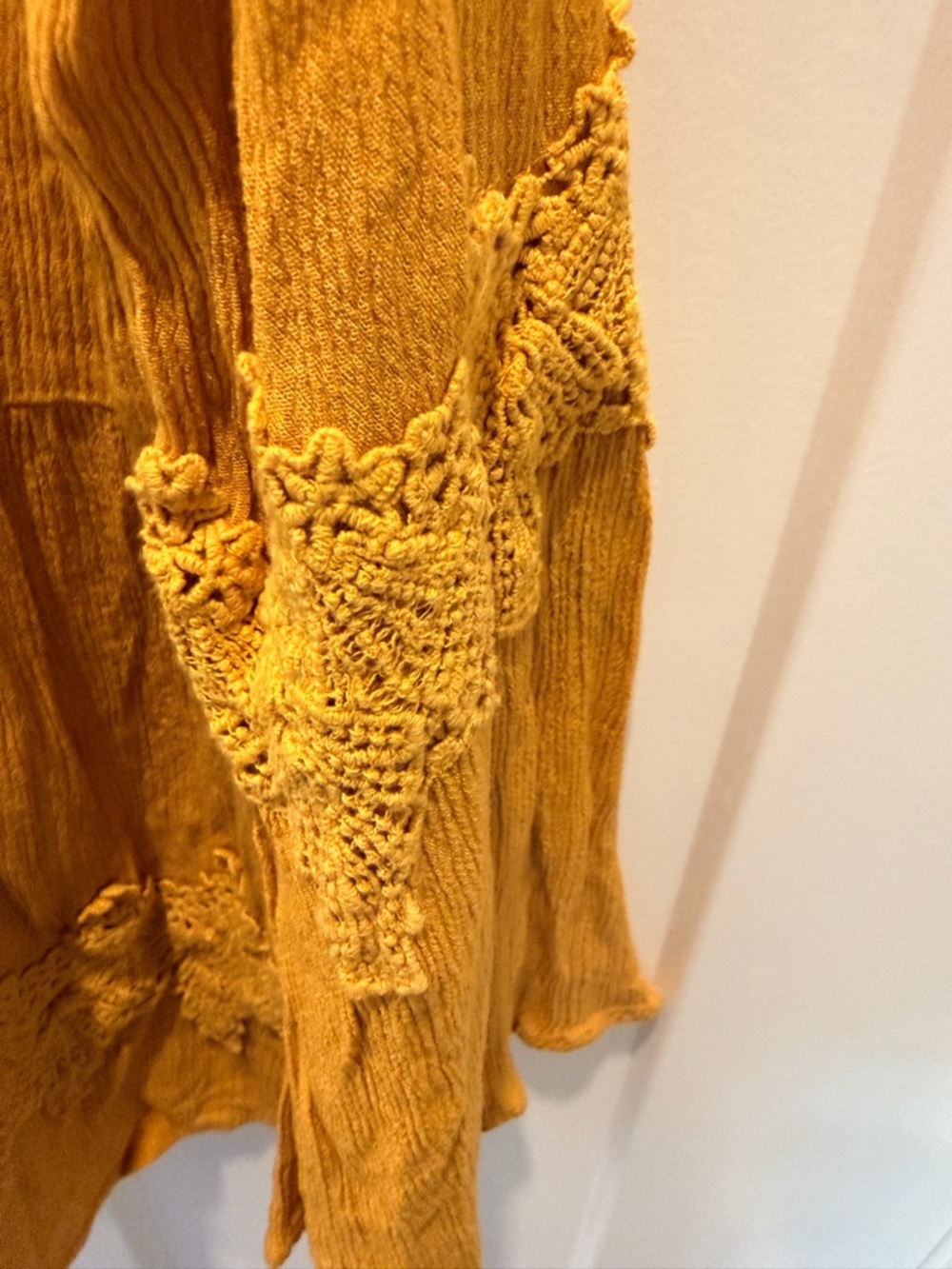 Taylor & Sage Mustard Boho Lace Ruffle Peasant Top Medium Festival Blouse